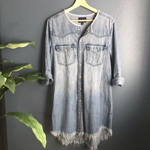Lucky Brand Distressed Button Down Denim Dress